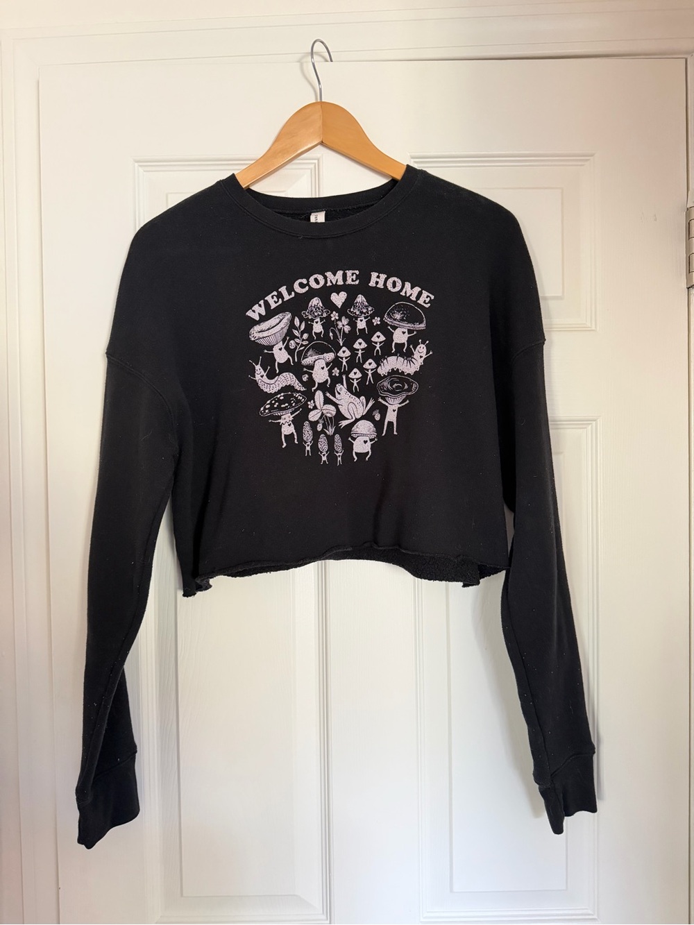 Bella +Canvas Woodland cropped black sweatshirt.